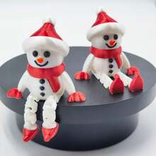 Christmas Fun Decorations: 3D Printed Snowman With Movable Joints, Vintage Xmas Ornaments, Party & Holiday Bohemian-Style Festive Designs – Durable Plastic Detailed Figurines For Office Or Home
