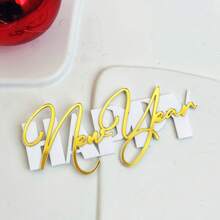 1pc/3pcs/6pcs Happy New Year & Merry Christmas Gold Acrylic Cake Toppers, Suitable For New Year Party And Christmas Cake Decoration