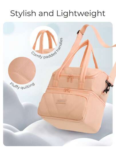 1pc Double Layer Insulated Lunch Bag For Women With Shoulder Strap,Large Capacity Insulated Lunch Box For Men,Student Thickened Cute Lunch Tote Bag,Portable Picnic Ice Bag,Reusable Lunch Box Bag For Office Picnic Hiking Beach, Travel Lunch Box Bag Leakproof Cooler Tote Bag Organizer, For Adults For Back To School