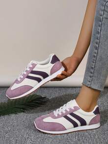 Chaussures de sport à lacets pour femmes en automne, à la mode, polyvalentes, douces et confortables en violet. Convient pour la course, la marche et la randonnée en extérieur