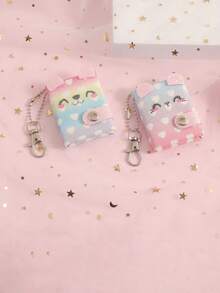 1 Pc Cartoon Mini Pendant Keychain Notebook Animal Shaped Sticky Note Book Pocket Sized Gift Portable And Can Be Hung With A Fun And Personalized Appearance Bear Style Color Random - Multicolor - View 9