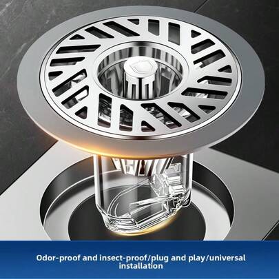 Stainless Steel Floor Drain With Deodorizing And Pest Repelling Function - Easy To Install, Suitable For Bathroom, Shower, And Kitchen Sink, Kitchen Drainage | Modern Drainage Design | Plastic Insert, Bathroom Floor Drain