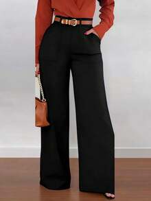 Autumn Back To School Fashion All-Match Versatile Casual Flared Long Pants - Black - View 3