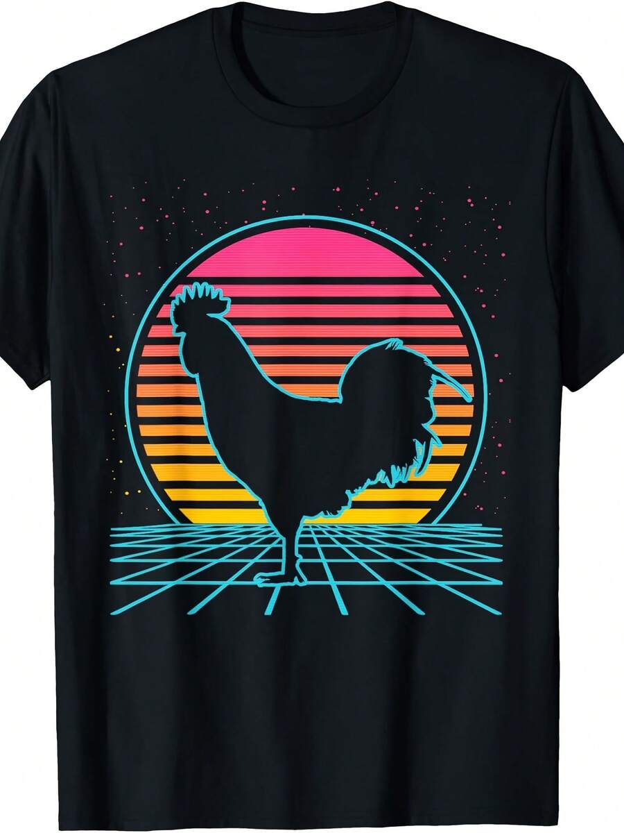 Chicken Retro Vintage 70s 80s Style Farm Animals Lover T-Shirt - 款式8 - 查看 1