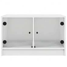 vidaXL Couchtisch Mit Glastüren Weiß 68x50x42 Cm - Weiss - Übersicht 6
