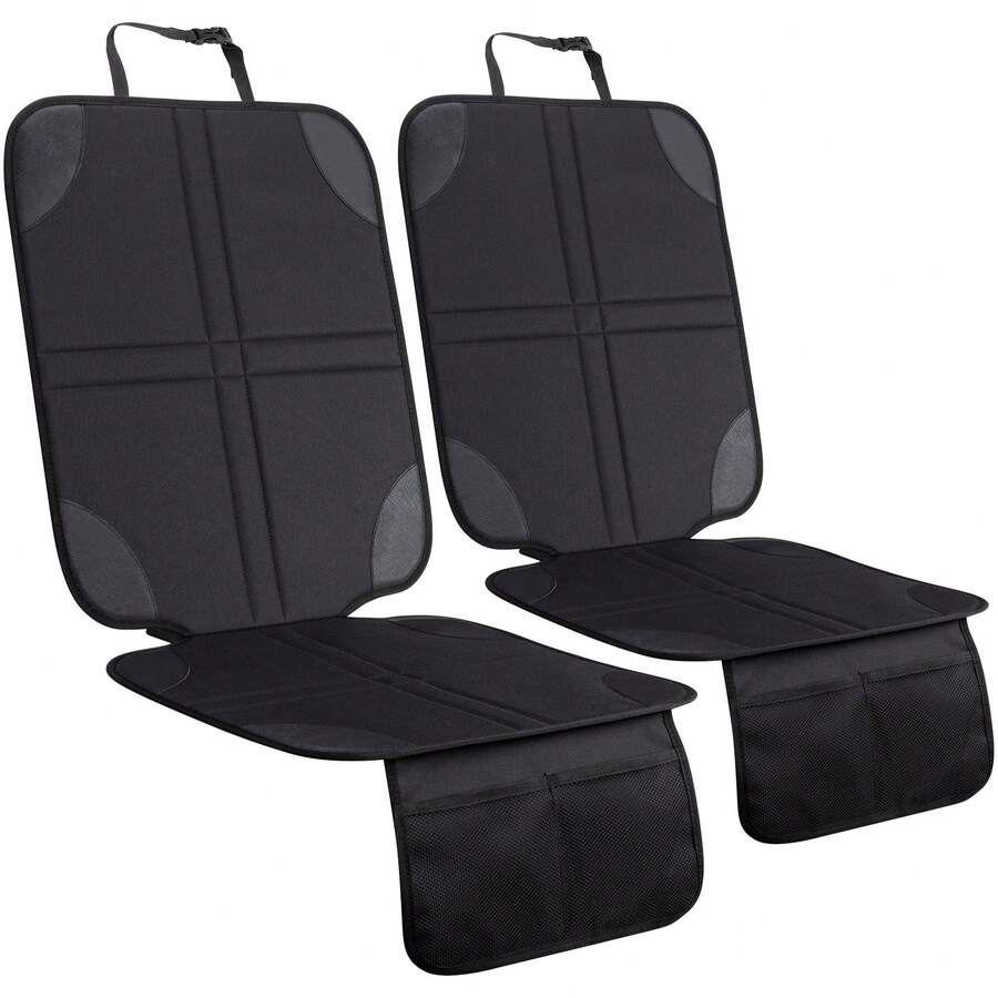 1 pieza/2 piezas Protector de asiento de coche para silla de coche infantil, tela Oxford 600D duradera con almohadilla gruesa y respaldo antideslizante, 2 bolsillos de malla, para sedanes, SUV, MPV - Multicolor - Ver 1