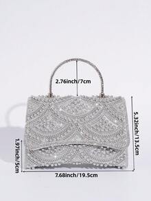 Bolso de mano de lujo con perlas, elegante bolso de fiesta, bolso versátil de moda hecho a mano estilo europeo para mujeres