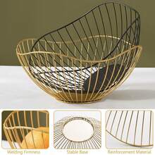 2/1-częściowy metalowy kosz na owoce z drutu, minimalistyczna miska na owoce w kształcie fali, domowy talerz na owoce, miska na owoce, pusty kosz na owoce z żeliwa, odpowiedni na blat kuchenny, stół warsztatowy, do dekoracji domu, na stół, do przechowywania warzyw, chleba, przekąsek i akcesoriów kuchennych. Ze względu na problemy produkcyjne, w kilku miejscach farba może nie zostać prawidłowo nałożona.