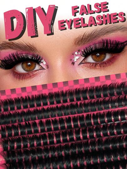 180 PCS D-Curl Volume Lash Clusters Black Band Eyelash Clusters Fluffy Lashes Clusters 8-16mm Cluster Eyelash Extensions Individual Lashes DIY Lash Dramatic Makeup Effects Easy To Wear Suitable For Beginners And Can Be Given As A Gift