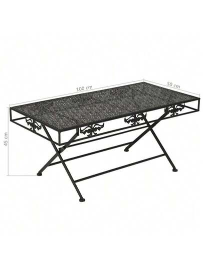 VidaXL Vintage Folding Coffee Tafel 100x50x45 Cm Metal Zwart view 8