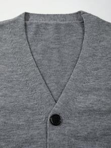 Unisex Casual Loose Solid Color Sweater, Minimalist Design, Street Style, Long Sleeve Knitted Cardigan, Suitable For Spring, Autumn, Winter