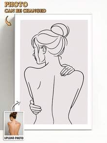 Retrato de pareja en lienzo con arte de línea personalizado, regalo de aniversario personalizado para parejas, novio, novia, arte dibujado a mano personalizado a partir de una foto