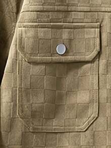Men's Versatile Casual Plaid Jacket With Button Closure & Multiple Pockets For Spring And Autumn - Outdoor-Style Outerwear - Khaki - View 4