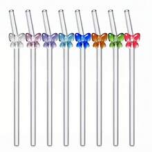 4pcs Straws + 1pc Brush Random Color Butterfly Borosilicate Glass Straws, Shock-Resistant And Reusable. Transparent Heat-Resistant Borosilicate Glass Straws, Washable And Reusable, Suitable For Cooking, Christmas Gifts, Wedding Favors, Back To School Supplies, Cold Drinks, Milk Tea, Coffee, Juice, Smoothies, Kitchen, Restaurant, Cocktails, Girlfriend/Boyfriend, Relatives, Friends, Party Supplies, Halloween, Thanksgiving, Christmas. - Multicolor - View 6