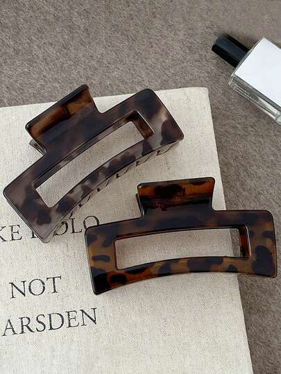 2pcs/1pc Women's Y2K Wavy High Gloss Amber/Brown 4.33in/11cm Large Lightweight Plastic Hair Clips, Fashion Versatile Elegant Minimalist Solid/Ombre Color Hair Accessories Suitable For Daily, Casual, Party, Commute, Vacation, Hairstyling, Makeup, Outfit Matching Women Claw Clip Elegant Hair Claw