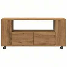 vidaXL TV-Schrank Mit Rollen Artisan-Eiche 102x34,5x43cm Holzwerkstoff - Yellow - View 4