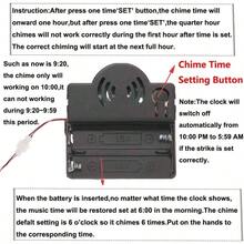 Reloj de cuarzo con movimiento de pndulo, caja de msica completa, mecanismo de pared, repuesto con 4 pares de picas, manecillas de reloj rectas, de lujo, 6/25 pulgadas de grosor mximo de esfera - inicial - Ver 7