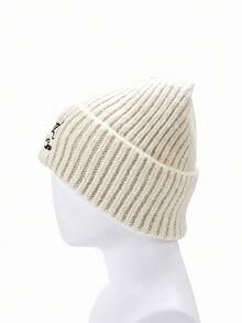 1 Stück Damen Perle, Strass, Blumenstickerei, Tier, einfarbige Mesh-Strickmütze, Herbst/Winter Outdoor Alltagskleidung, warme Beanie Mütze für Wandern, Laufen, Sport