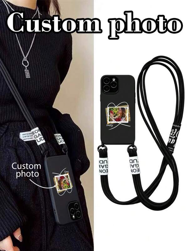 Funda de teléfono con correa ajustable tipo mochila, personalizable con foto y nombre, de alta gama, con cuentas, resistente a golpes, de silicona suave, compatible con iPhone 17pro/17Air /17/17promax16/11/16pro/16plus/16promax/16e/15Promax/13/14/12/XS/XR/7G/8P, en color beige