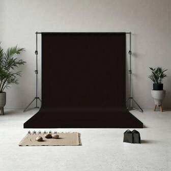  NEWKS 2mX2m Photography Background Bracket, Including 6 Spring Clips And 6 Strap Clips, Used For Various Scenes Such As Photo Photography, Live Streaming Green Screen, Home Decoration, Event Background Cloth, Birthday Parties, Etc. There Are Three Color Sets Of Black Background Cloth, White Background Cloth, And Green Background Cloth To Choose From