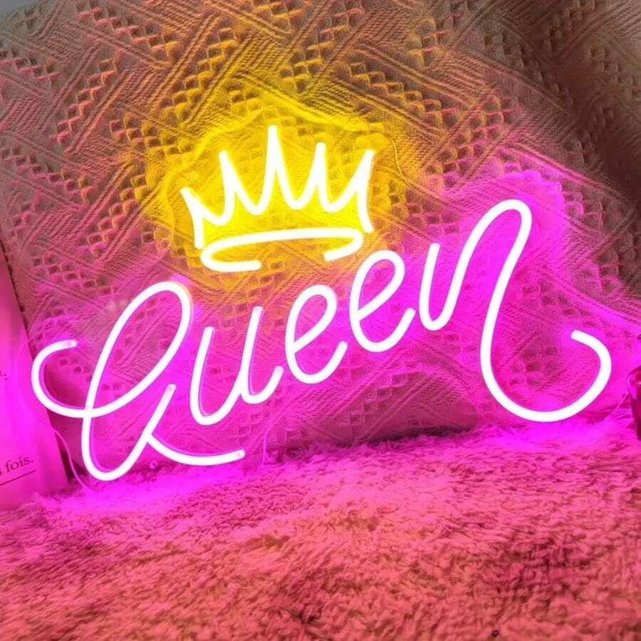 Queen Crown LED Neon Sign - USB Powered Wall Decor For Parties, Clubs, Studios & Salons, Single Color