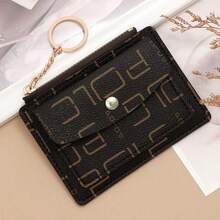 Letter Print Slim Card Holder, Portable Small Card Case, Coin Purse, Key Ring Card Clip Card Sleeve - Multicolor - View 7