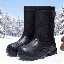 Men's Winter Plush Thickened Slip-On Snow Boots - Black - View 7