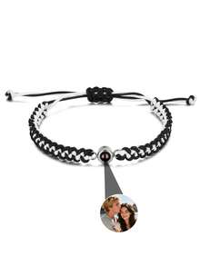 Customizable Stainless Steel Projection Photo Bracelet, Handmade Woven Projection Bracelet, Customized Girlfriend Photo Bracelet, Adjustable Woven Bracelet, Couples Jewelry - Style 4 Bracelet - View 9