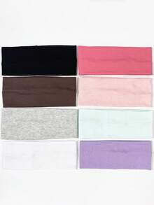 8pcs/Set Solid Color Breathable Moisture-Wicking Sports Headbands, Suitable For Gym, Workouts, Running, And Daily Wear Hair Band Turban Headband Sweatband, Hairband Fall Winter Hair Accessories For Women For Vacation Outfits Woman Elegant Scarf Women Bandanas Soft Headwrap