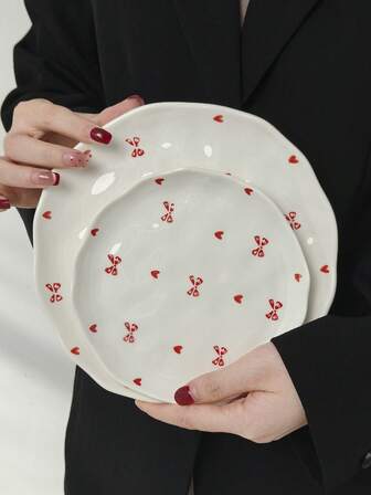 1pc/2pcs/4pcs Cute Butterfly Ceramic Plates, Hand-Painted Asymmetrical Glazed Ceramic Dishes, Suitable For Home, Cafe, Restaurant, Holiday Gifts