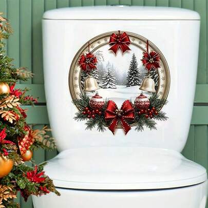 1 peça, adesivo de guirlanda de Natal, adesivo de banheiro, efeito estéreo 3D, adesivo à prova d'água, decoração de casa de Natal, quarto, sala de estar, suprimentos de decoração de banheiro, presentes de Natal