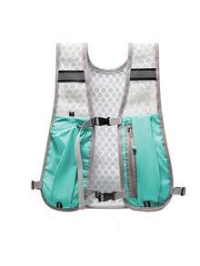 1pc Reflective Trim Backpack For Night Running, Cycling, Casual, Breathable, Water-Resistant Running Vest With Water Bottle & Phone Pouch, Christmas