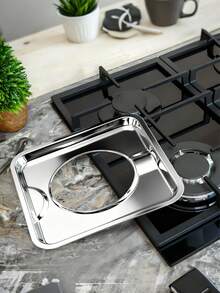 1 Peça Bandeja de Gotejamento para Fogão a Gás, Revestimento Quadrado de Queimador de Gás em Aço Inoxidável, Tampa do Forno Revestida de Folha de Alumínio para Capturar Óleo, Gordura e Respingos de Alimentos