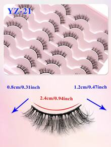 ENCHUW 16 pares de pestañas postizas suaves y naturales con aspecto sedoso y vaporoso, pestañas falsas tridimensionales de imitación de visón para uso diario - Negro - Ver 2