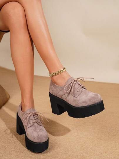 Damen Plateau-Keilabsatz Lässig Schuhe mit Schnürung, geeignet für alle Jahreszeiten