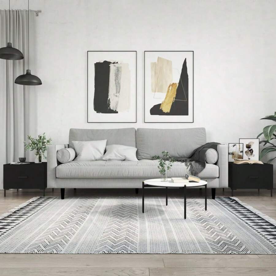 vidaXL 2 Stück Couchtische, Schwarz, 50x50x40 Cm, Holzwerkstoff - Black - View 1