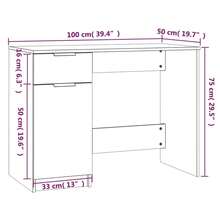 vidaXL Schreibtisch Grau Sonoma 100x50x75 Cm Holzwerkstoff - Grey - View 9