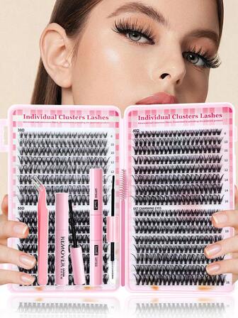640-Piece False Eyelash Extension Kit, High Capacity,30D/40D/50D, Individual False Eyelash Cluster Kit, D-Curled False Eyelash Extension Kit, Includes Adhesive And Sealant, As Well As Tools For Applying False Eyelashes. DIY False Eyelash Extension Kit, Suitable For Daily Use, Parties, Travel, Or As A Gift For Family And Friends. False Lashes, False Eye Lashes, Fake False Lashes.