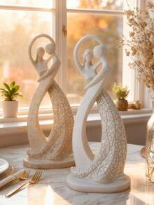 1 Pair Elegant Couple Dancing Figurine. Cute Decor For Home, Living Room, Bar, Cafe, Desk Display, Birthday, Graduation Gift, Room Decoration, Home Decor, Birthday Decor, Kitchen Decor, Wedding Decor, Bedroom Decor, Living Room Decor, Gift, Party Decor, Garden Decor. - Multicolor - View 6