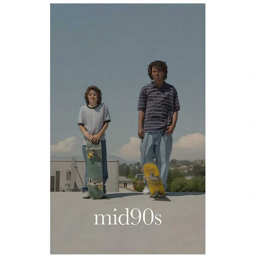 1pc Mid90s Skateboarder Canvas Poster, Retro Frameless Minimalist Movie Wall Art, 12x18 Inches - Multicolor - View 1