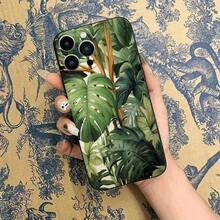 Tropical plant design mobile phone case suitable 17 16 15 14 13 12 11 Pro//Plus anti - fall soft case