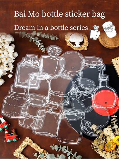 20pcs/Dried Flower Bookmarks Handmade Diy Transparent Samples Made Of Self-Made Dripping Glue Embossed Plant Flower Stickers Bottle.