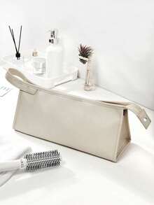 1 pièce Étui de voyage en PU, sac de rangement portable de couleur unie avec fermeture éclair. Sac de transport imperméable et anti-poussière pour sèche-cheveux avec poignée. Étui de protection léger pour sèche-cheveux. Grande capacité. Organisateur de rangement domestique pour vacances, chambre, salle de bain, bureau, sac de rangement pour maquillage