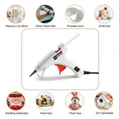 Mini pistola de pegamento caliente con cable (con 30 barras de pegamento), pistola de pegamento caliente de 20 W, herramienta adhesiva industrial de alta temperatura y calentamiento rápido, mini kit de pistola de pegamento caliente para manualidades escolares y reparaciones rápidas en el hogar, adecuado para barras de silicona de 7 mm, pistola de pegamento caliente rosa combinada, tipo manual electrónico para unir PCB en casa, pistola de pegamento con termistor PTC de cerámica, pistola de pegamento caliente automática de temperatura constante con interruptor de encendido/apagado, ideal para hacer decoraciones de Navidad y Halloween.