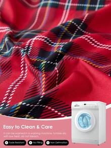 1pc Red Plaid Printed Bed Sheet, 80gsm Super Soft Microfiber, Breathable, Machine Washable, Wrinkle Resistant, Fade & Shrink Proof, Durable, Fashionable & Cute, Oeko-Tex Certified - Multicolor - View 6