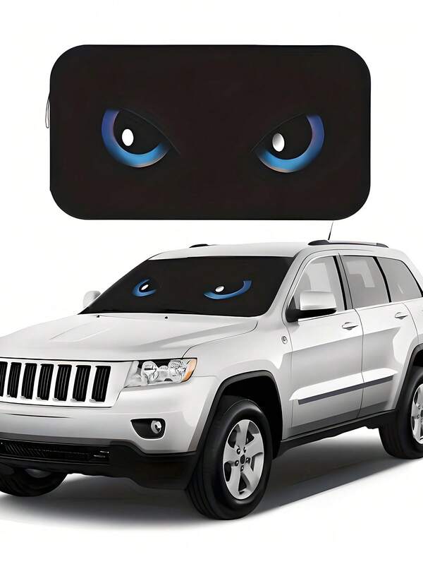 Parasol para parabrisas de coche con diseño de ojo de animal azul - Parasol plegable para parabrisas apto para coches, SUV, camiones, máxima protección UV, mantiene el vehículo fresco, aislamiento térmico en verano, cubierta de parabrisas de fibra de poliéster enrollable, plegable para un almacenamiento fácil