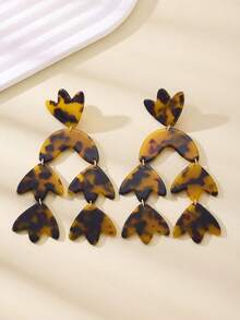 1 par de pendientes geométricos minimalistas de resina multicolor de moda, versátiles para festivales, fiestas, vacaciones y uso diario