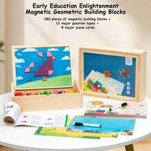 Creative Wooden Magnetic Puzzles, Fun Tangram Puzzle Toys, Puzzle Toys, Children's Toys, Geometry DIY Block Puzzles, Shape Recognition And Fine Motor Skills Training, Birthday Gifts For Boys And Girls, Halloween Christmas Gifts, Educational Toys, Brain Teasers Games, Geometric Shapes, Smooth Edges, Durable Puzzles, Holiday Gifts - 彩色 - 查看 4