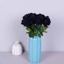 50PCS Large Velvet Artificial Roses 4.14" Real Touch Long Stem Fake Flowers In Bulk For Flower Arrangement, Wedding, Home & Party Decor (White) - Black-12pcs - View 7