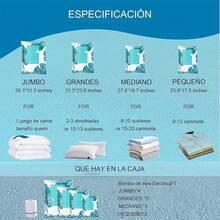 Bolsas de Almacenamiento de Vacío 12 Pcs, Bolsas al Vacio Ropa para Viaje Reutilizables, Bolsas de Compresión con Bomba Vacio Eléctrica, Ahorro Espacio para Guardar Cobijas Edredones - 12 piezas - Ver 2